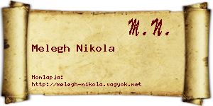 Melegh Nikola névjegykártya